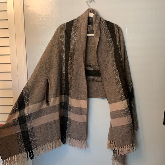 Madewell Brown check Cape/shawl - Picture 1 of 5